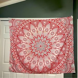 Pink and white tapestry